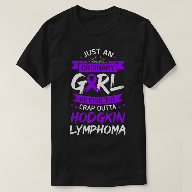 Hodgkin Lymphoma Survivor Purple Awareness Ribbon  T-Shirt (Design Front)