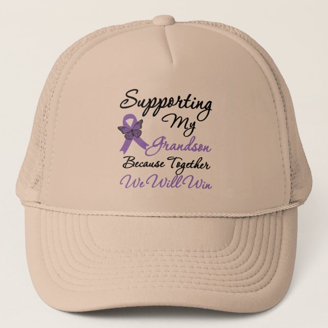 Hodgkin's Disease Supporting Grandson Trucker Hat (Front)
