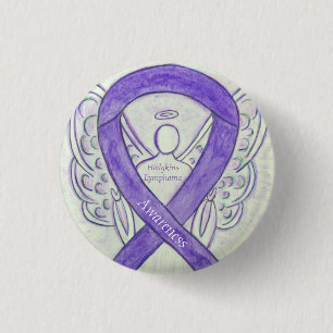 Hodgkins Lymphoma Art Angel Violet Ribbon Pins