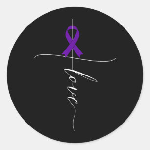 Hodgkins Lymphoma Awareness Love Violet Ribbon Classic Round Sticker