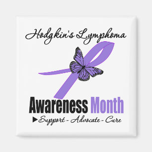 Hodgkins Lymphoma Awareness Month Ribbon Butterfly Magnet
