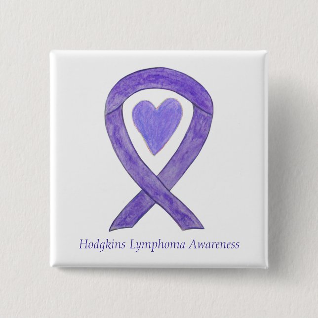 Hodgkins Lymphoma Awareness Ribbon Heart Pins (Front)
