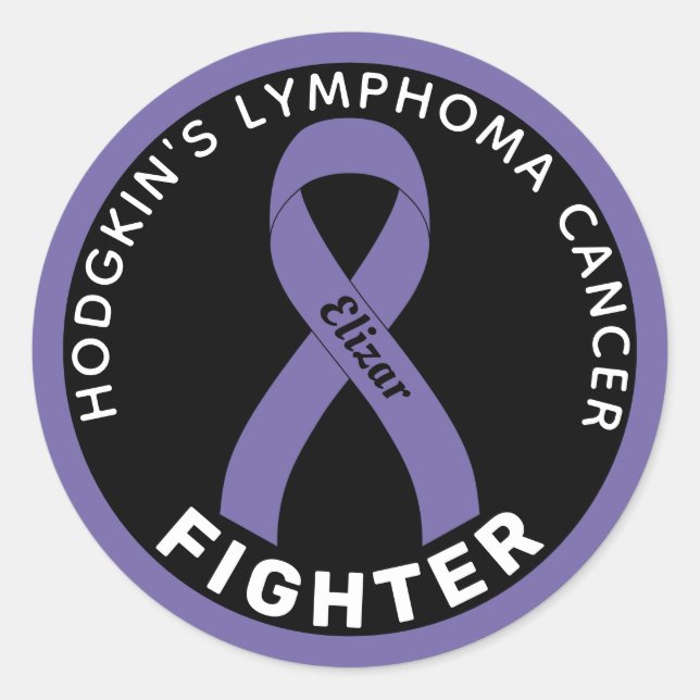 Hodgkin's Lymphoma Cancer Fighter Ribbon Black Classic Round Sticker (Front)