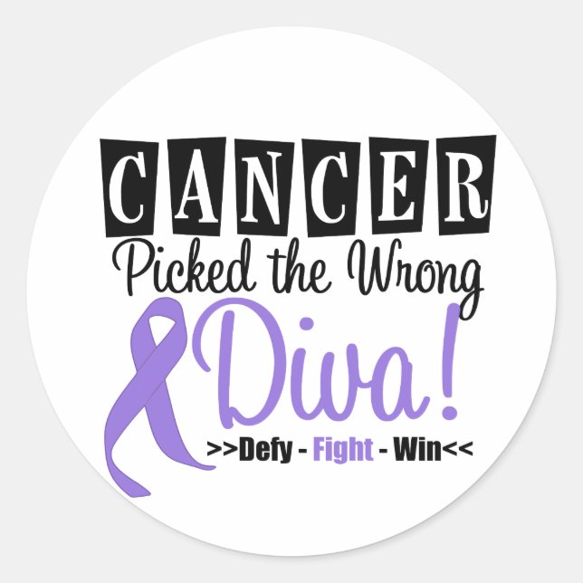 Hodgkins Lymphoma Cancer Picked The Wrong Diva v2 Classic Round Sticker (Front)