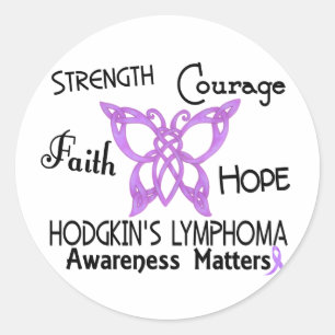 Hodgkin's Lymphoma Celtic Butterfly 3 Classic Round Sticker