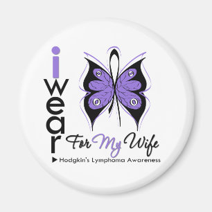 Hodgkins Lymphoma I Wear Butterfly Ribbon WIFE Magnet