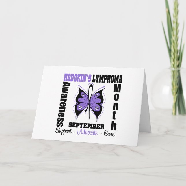 Hodgkins Lymphoma Month Butterfly Awareness Card (Front)