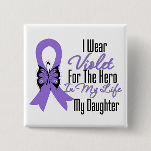 Hodgkins Lymphoma Ribbon My Hero My Daughter 15 Cm Square Badge