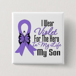 Hodgkins Lymphoma Ribbon My Hero My Son 15 Cm Square Badge