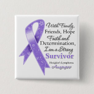 Hodgkins Lymphoma Support Strong Survivor 15 Cm Square Badge