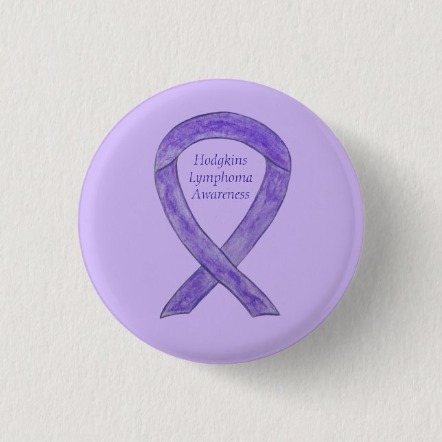 Hodgkins Lymphoma Violet Awareness Ribbon Button (Front)