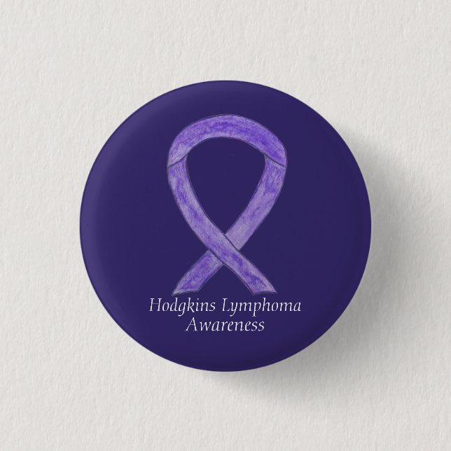 Hodgkins Lymphoma Violet Ribbon Custom Buttons (Front)