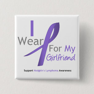 Hodgkin's Lymphoma Violet Ribbon For Girlfriend 15 Cm Square Badge
