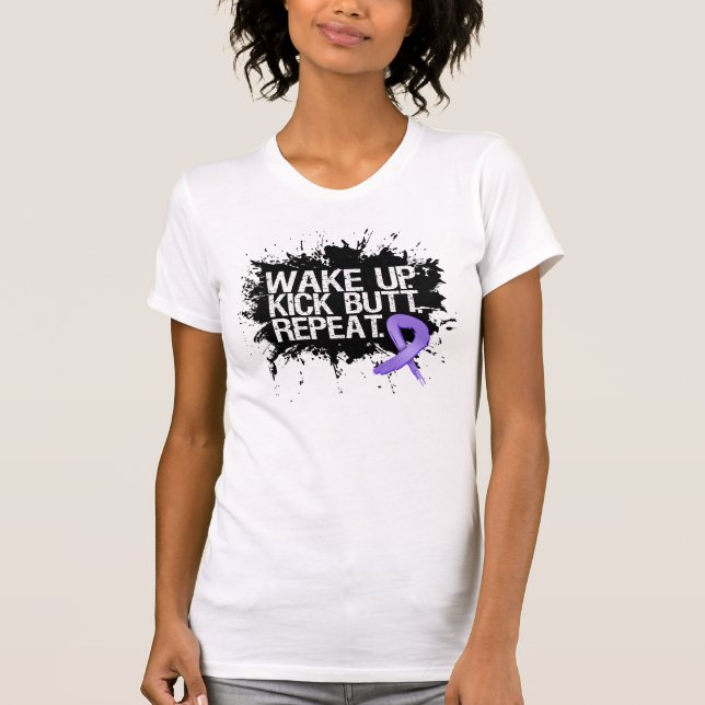 Hodgkins Lymphoma Wake Up Kick Butt Repeat T-Shirt (Front)