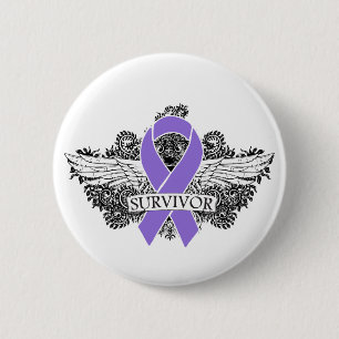 Hodgkins Lymphoma Winged SURVIVOR Ribbon 6 Cm Round Badge