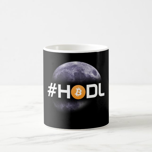 #HODL Moon Bitcoin Black Mug (Center)
