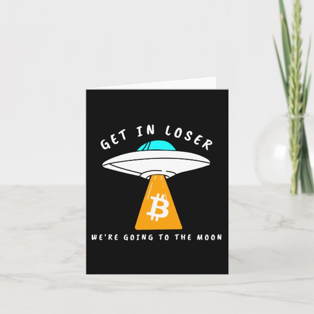 Hodl - Moon - UFO - BITCOIN - Crypto Note Card (Front)