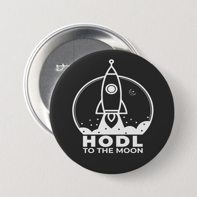 HODL - To the Moon  Keychain 7.5 Cm Round Badge (Front & Back)