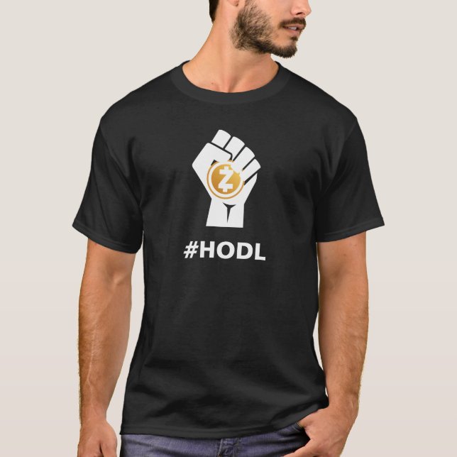 HODL ZCASH ZEC Logo: White T-Shirt (Front)