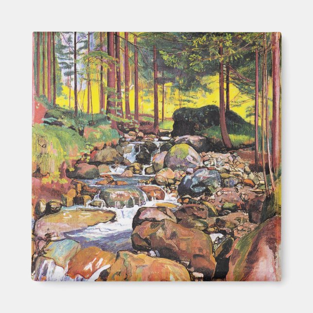 Hodler - Forest with a Mountain Stream, fine art Magnet (Front)
