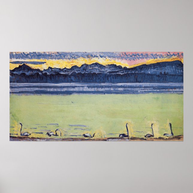 Hodler - Lake Geneva, Mont Blanc, Morning Dawn 19… Poster (Front)