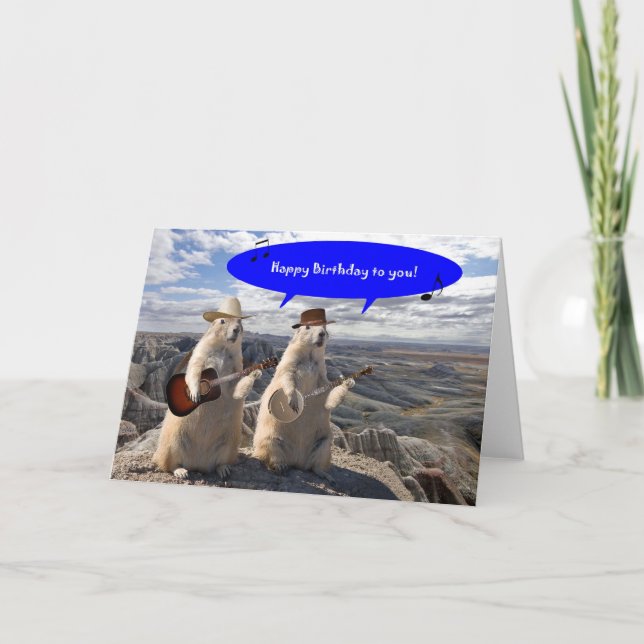 HOEDOWN IN PRAIRIE DOG TOWN BIRTHDAY CARD (Front)
