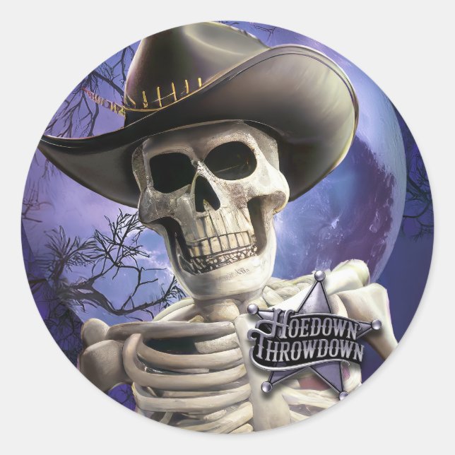 Hoedown Throwdown, Boney James Skeleton Classic Round Sticker (Front)