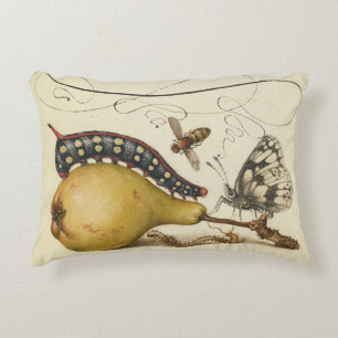 Hoefnagel Vintage Pear & Insects 1500s Renaissance Decorative Cushion