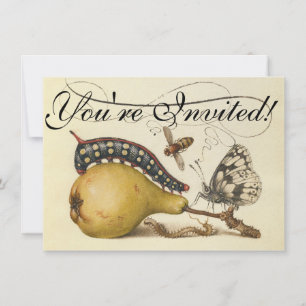 Hoefnagel Vintage Pear & Insects 1500s Renaissance Invitation
