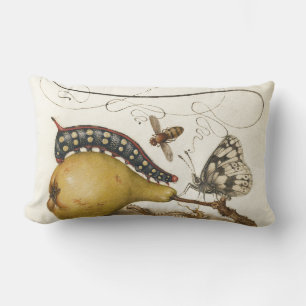 Hoefnagel Vintage Pear & Insects 1500s Renaissance Lumbar Cushion