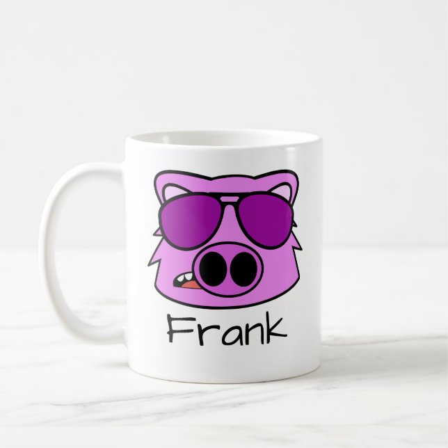 Hog Doodle Face Personalised Coffee Mug (Left)