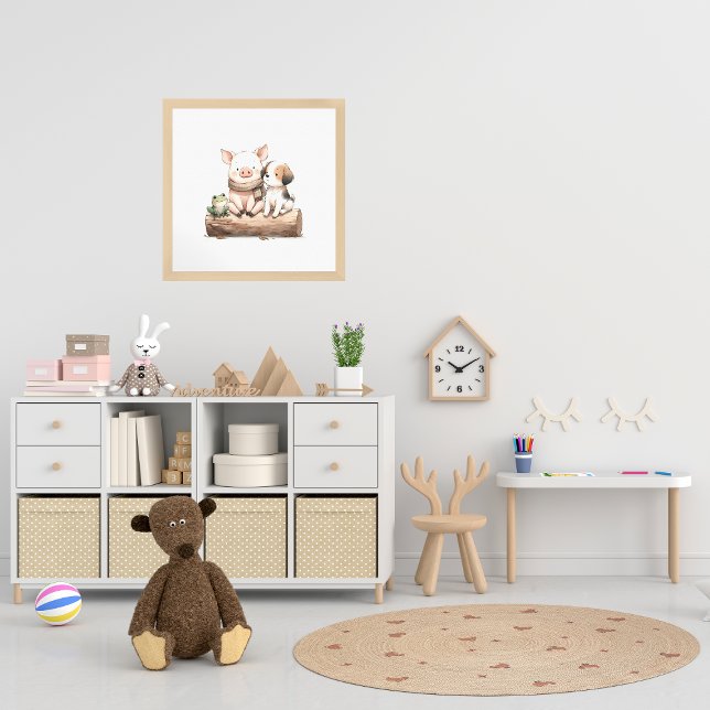Hog. Frog, & Dog on a Log! Cute Kids Nursery Poster (Creator Uploaded)