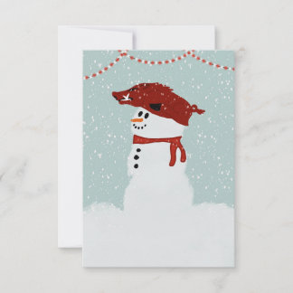 Hog Hat Snowman Thank You Card