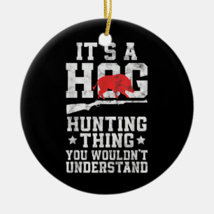 Hog Hunting Funny Vintage Boar Hunter  Ceramic Tree Decoration