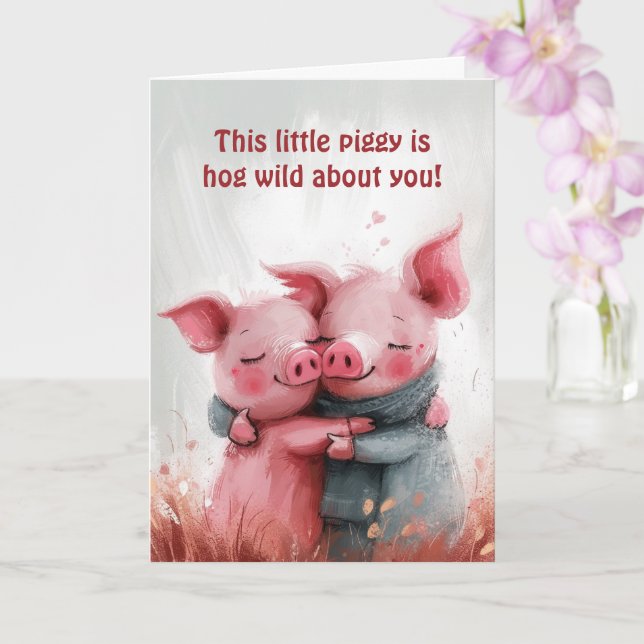 Hog Wild About You Valentine's Card (Orchid)