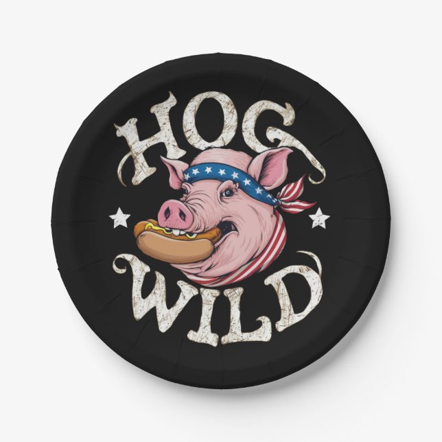 Hog Wild Paper Plate (Front)