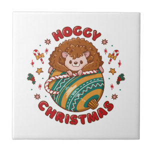 Hoggy Christmas Hedgehog  Tile