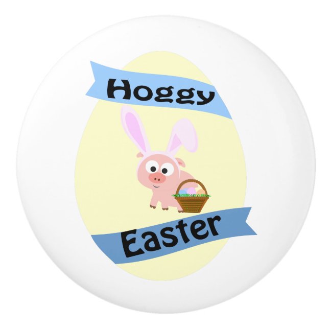 Hoggy Easter Pig Ceramic Knob (Front)