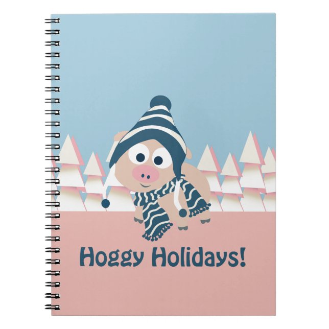 Hoggy Holidays! Winter Pig Notebook (Front)