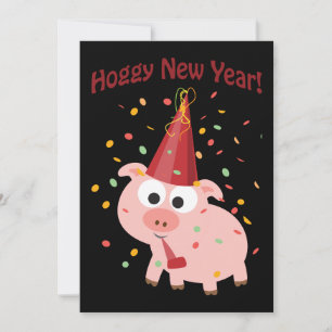 Hoggy New Year! Confetti Pig Party Invitation