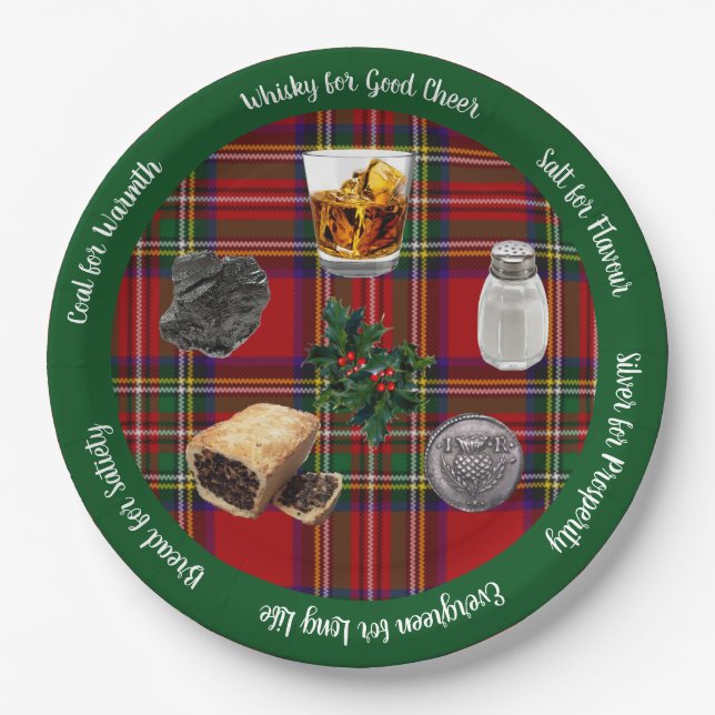 Hogmanay First Foot Gifts Clan Stewart Tartan Paper Plate (Front)