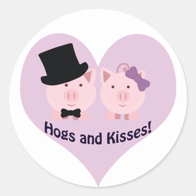 Hogs and kisses! classic round sticker (Front)