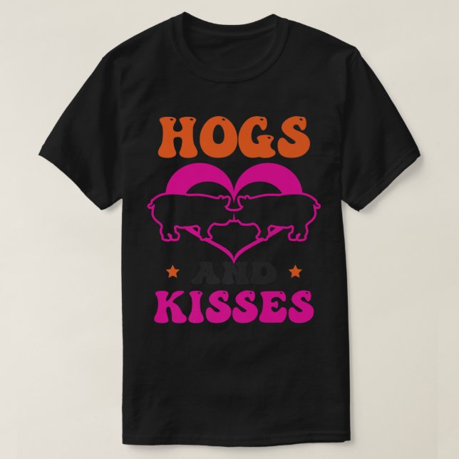 Hogs And Kisses Design Pig Valentines Premium 2711 T-Shirt (Design Front)