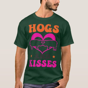 Hogs And Kisses Design Pig Valentines Premium  T-Shirt