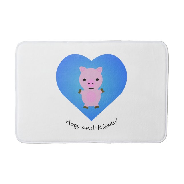 Hogs and Kisses Pig Bath Mat (Front)