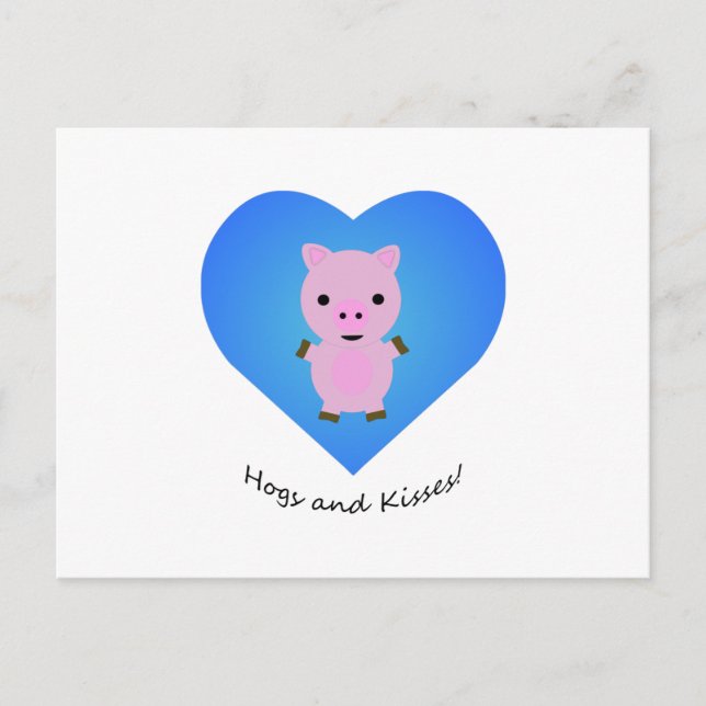 Hogs and Kisses Pig Postcard (Front)