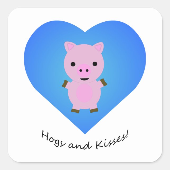 Hogs and Kisses Pig Square Sticker (Front)