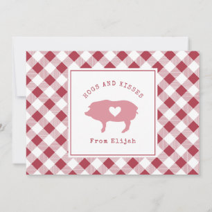 Hogs and Kisses Pink Pig Valentine
