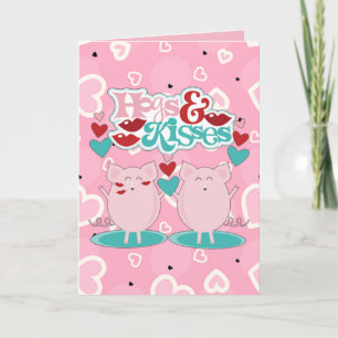 Hogs And Kisses Sweet Hearts Valentine Holiday Card