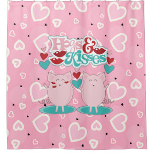Hogs And Kisses Sweet Hearts Valentine Shower Curtain